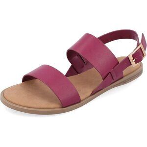 Journee Collection Womens Flat Sandals Wide Width Lavine Multi Strap Raspberry 8